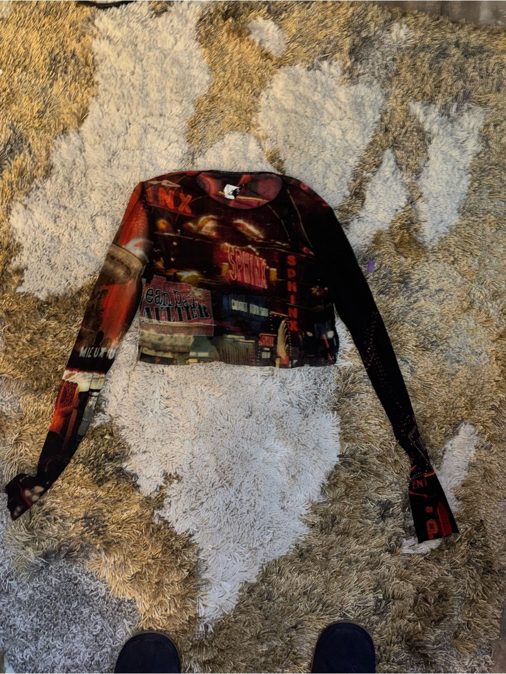 JEAN PAUL GAULTIER
Black & Red 'The Pigalle Crop' Long Sleeve T-Shirt Size XXL